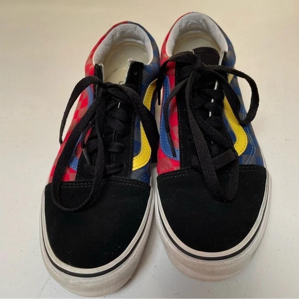 Vans Old Skool Multicolor Checkered Sneakers Sz 6 - Picture 2 of 9